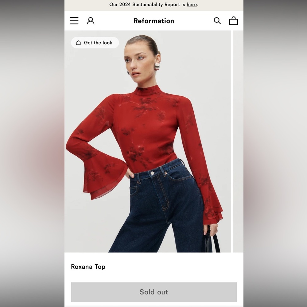 Reformation Roxana Floral Red Blouse